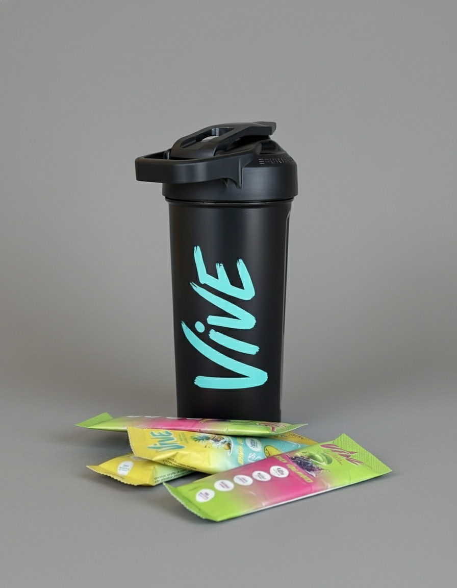 VIVE Black Shaker Studio Shot with Medium Gray Background