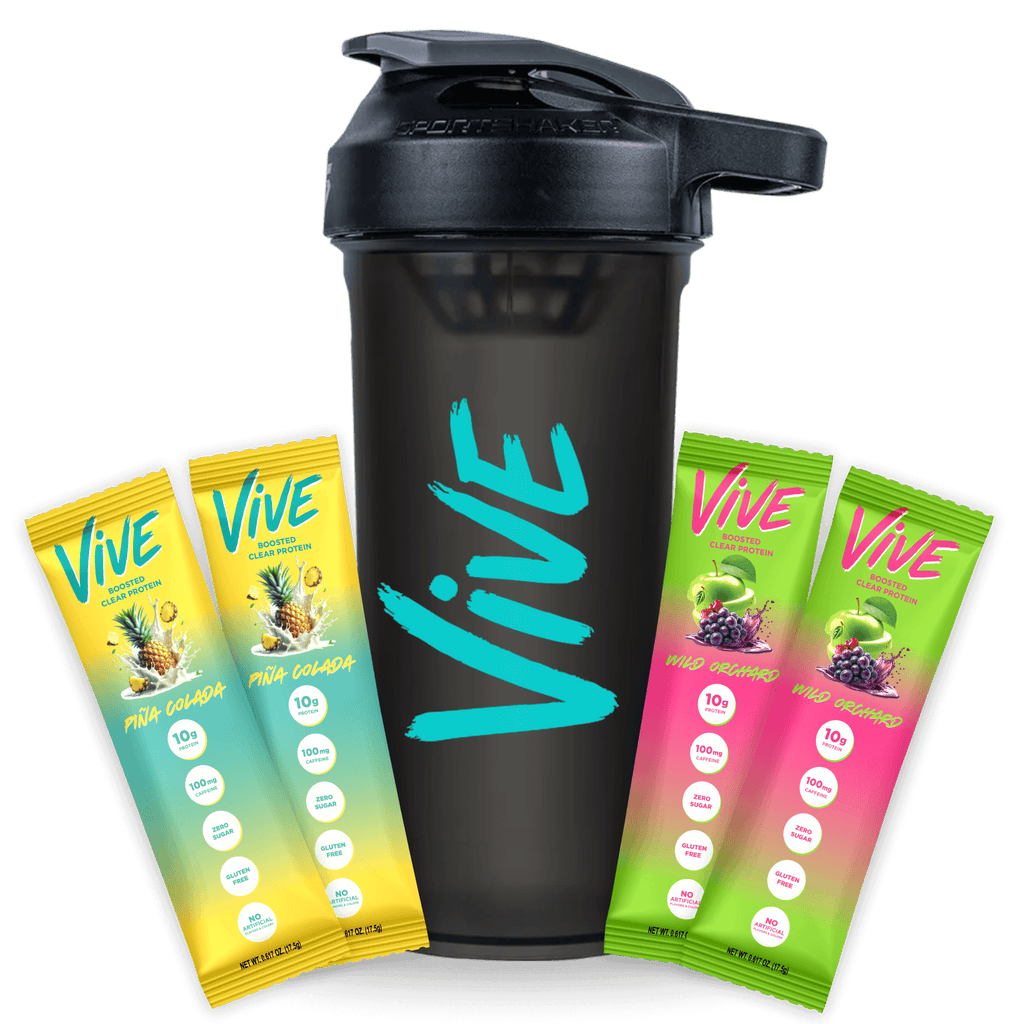 VIVE ENERGY + CLEAR PROTEIN SAMPLER (4 PACK & SHAKER)